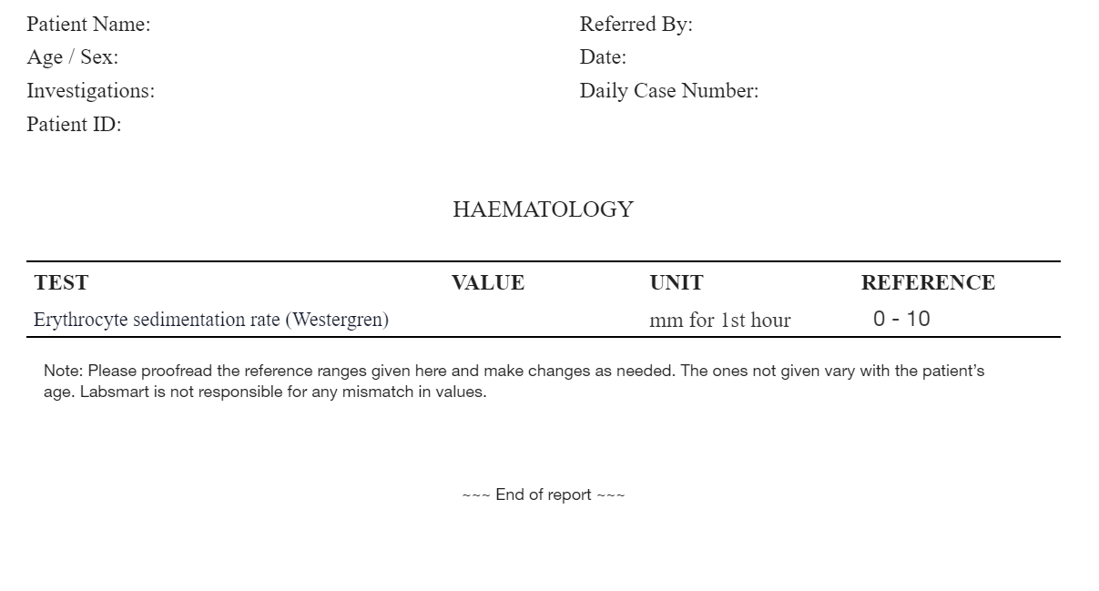 ESR Westergren word sample image