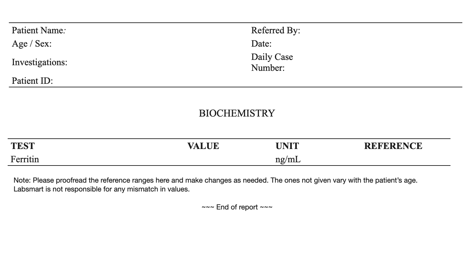 Ferritin word sample image