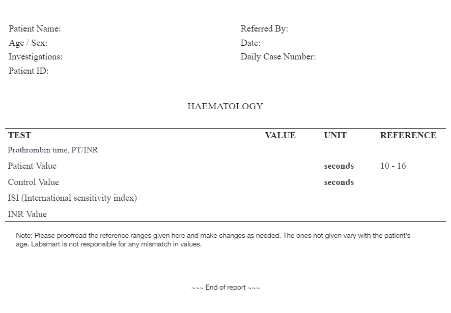 PT/INR word sample image