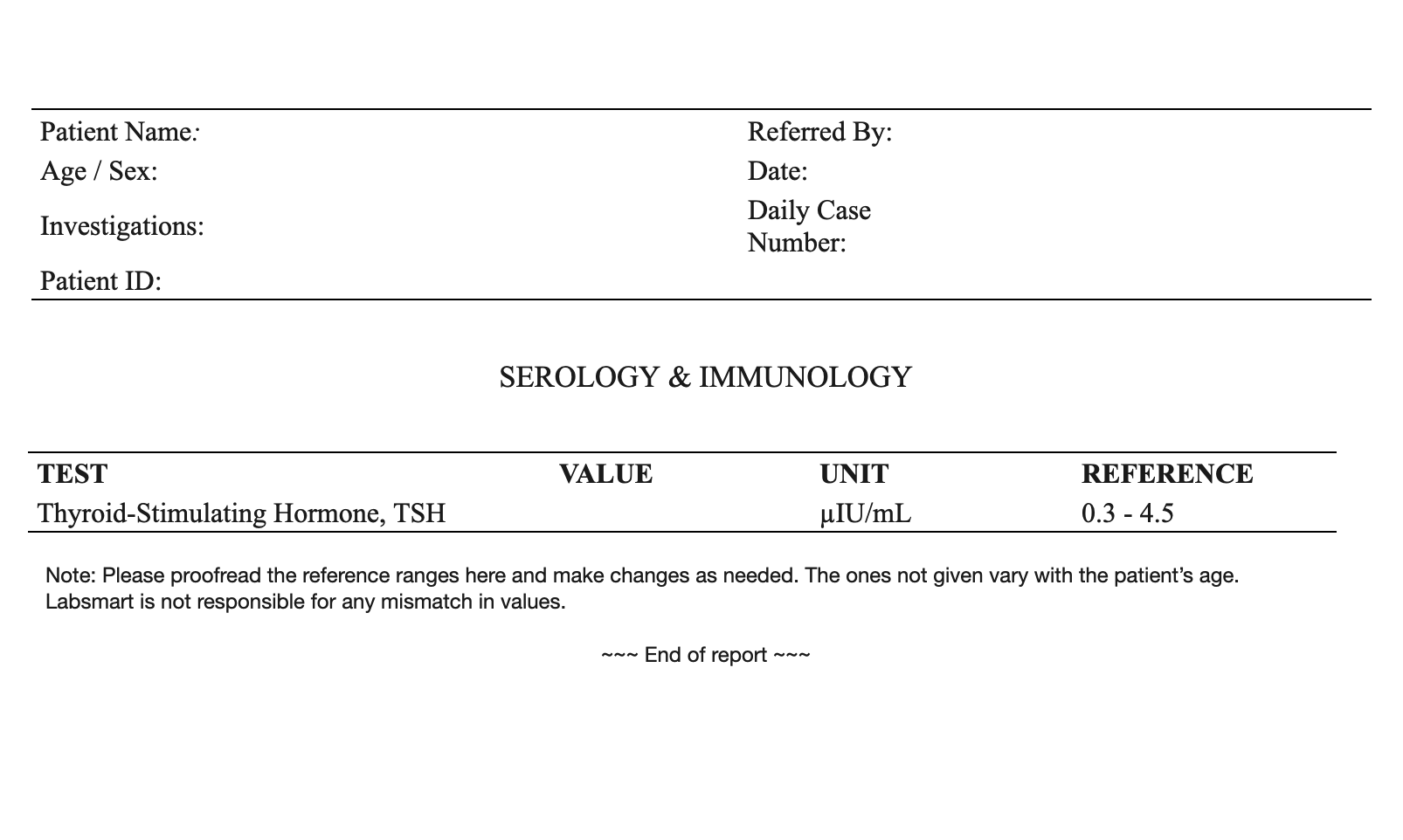 TSH word sample image
