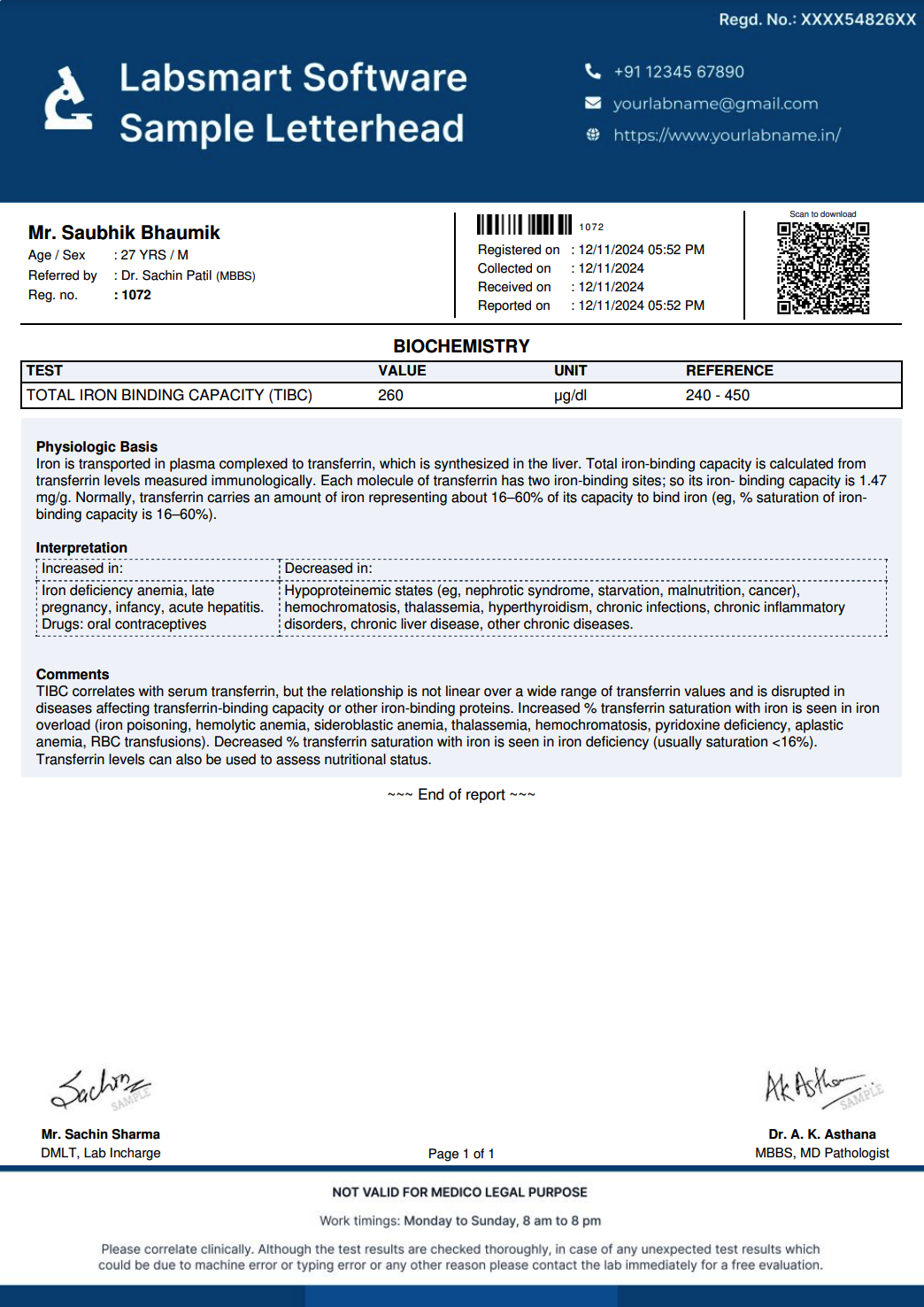 TIBC Report Format