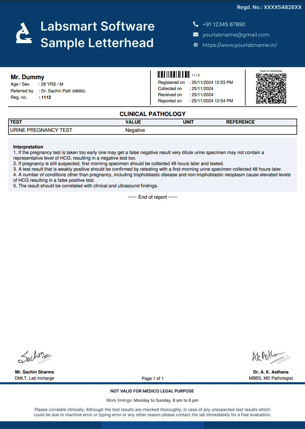 UPT Report Format
