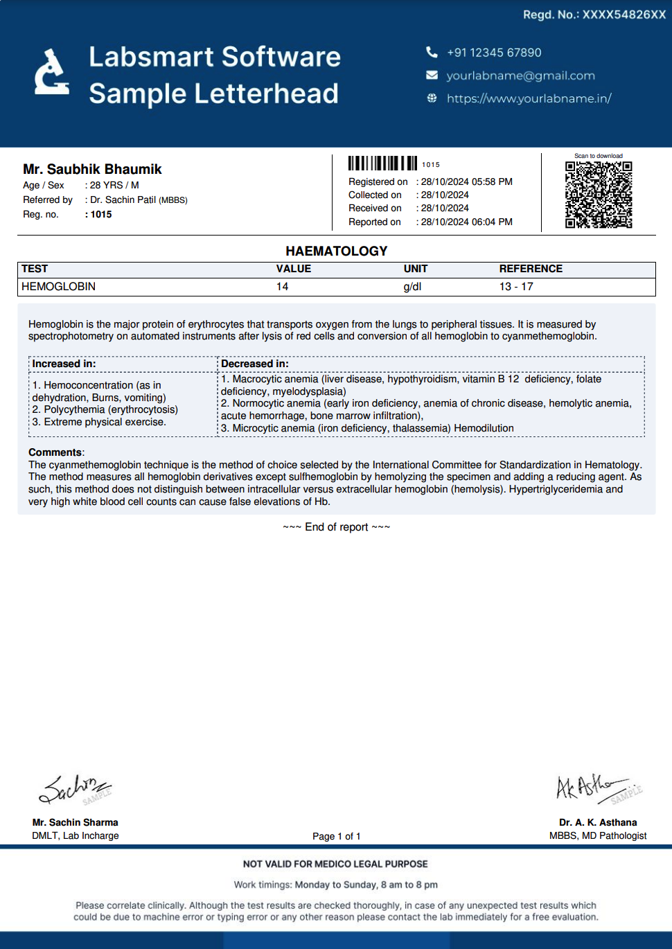 Hb Report Format