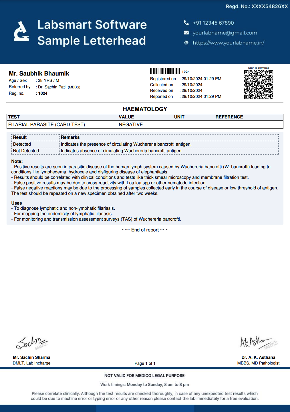 MF Card test Report Format